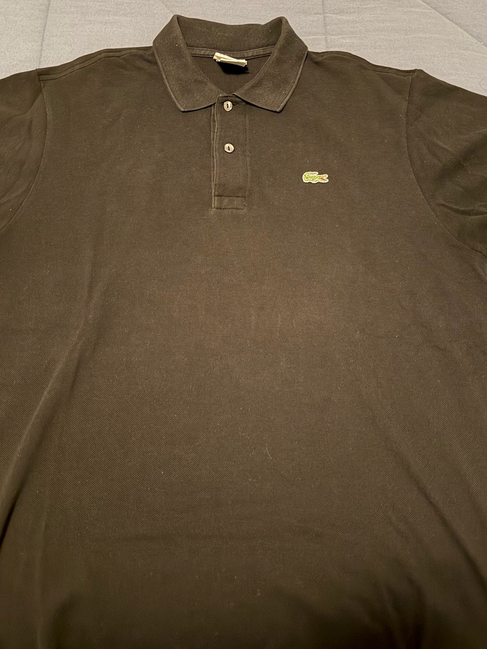 Lacoste Men’s Black Polo with Green Crocodile Logo